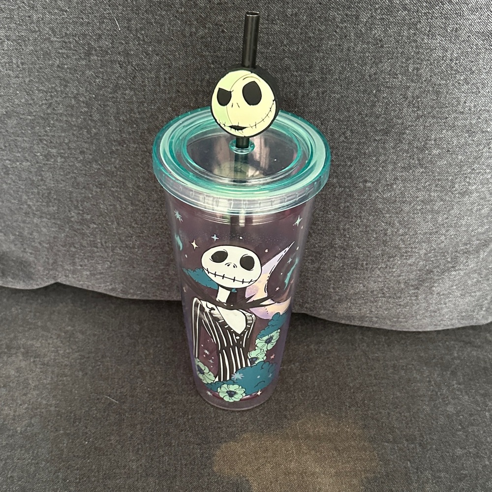 Jack Skellington Themed Tumbler with Straw